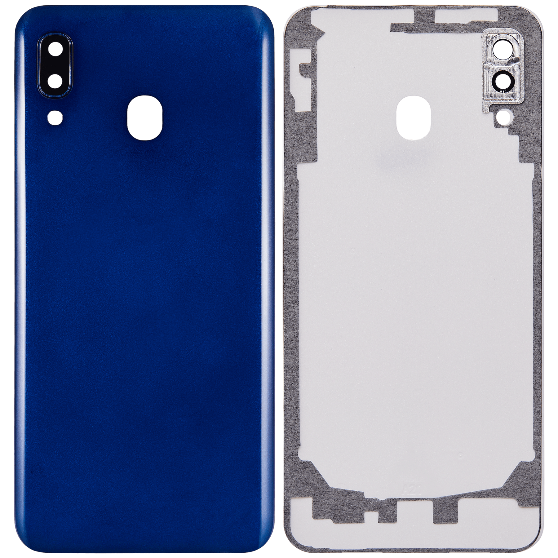 Back cover Glass With Camera Lens Compatible For Samsung Galaxy A20 (A205 / 2019) (Vemake) (Blue)