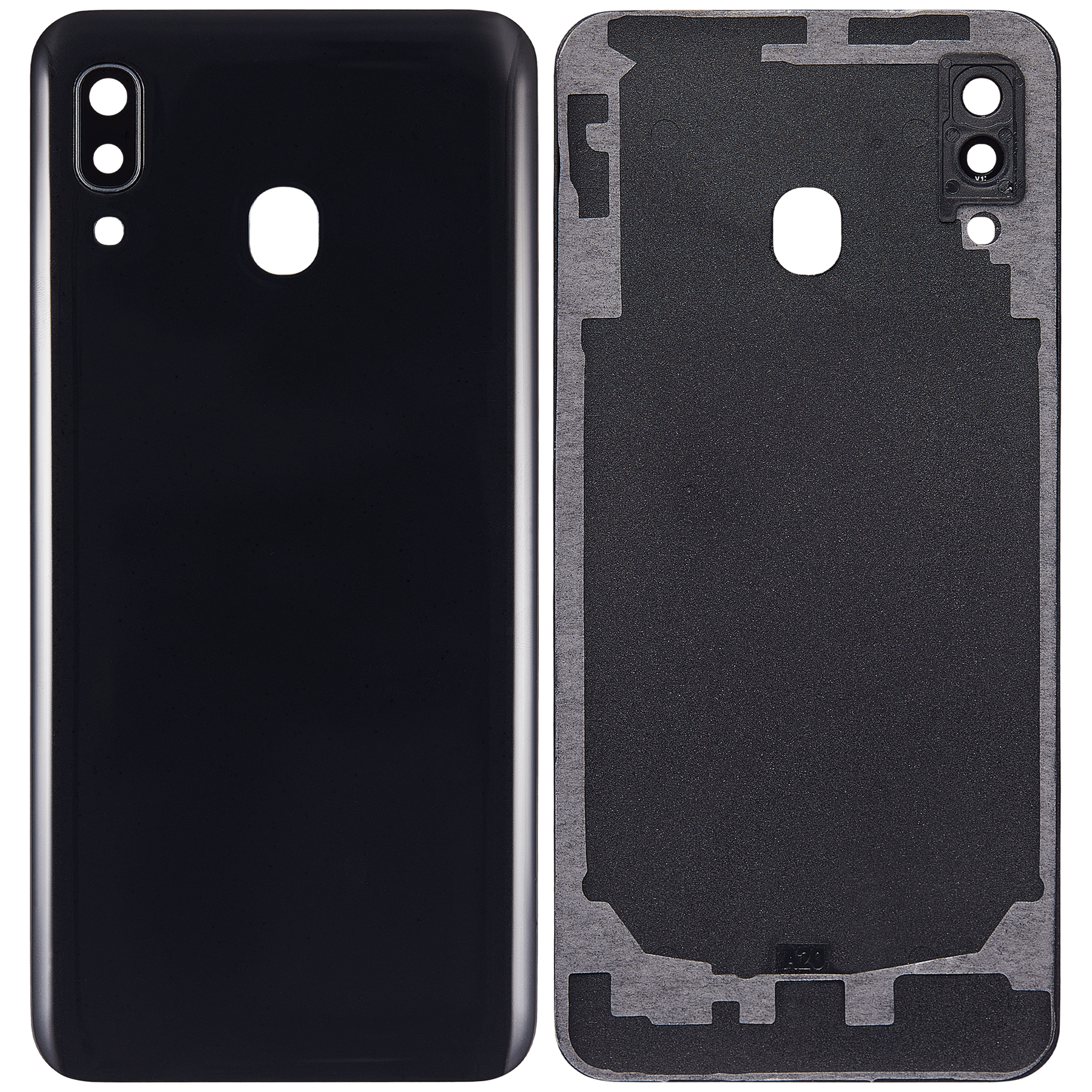 Back cover Glass With Camera Lens Compatible For Samsung Galaxy A20 (A205 / 2019) (Vemake) (Black)
