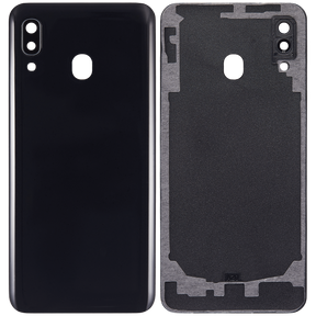 Back cover Glass With Camera Lens Compatible For Samsung Galaxy A20 (A205 / 2019) (Vemake) (Black)