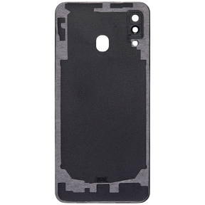 Back cover Glass With Camera Lens Compatible For Samsung Galaxy A20 (A205 / 2019) (Vemake) (Black)