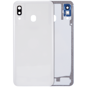 Back cover Glass With Camera Lens Compatible For Samsung Galaxy A30 (A305 / 2019) (Vemake) (White)