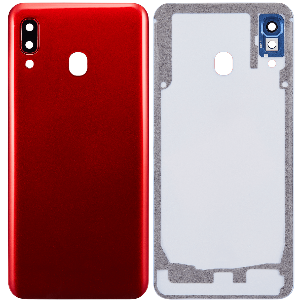 Back cover Glass With Camera Lens Compatible For Samsung Galaxy A30 (A305 / 2019) (Vemake) (Red)