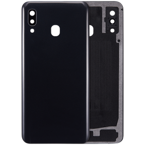 Back cover Glass With Camera Lens Compatible For Samsung Galaxy A30 (A305 / 2019) (Vemake) (Black)