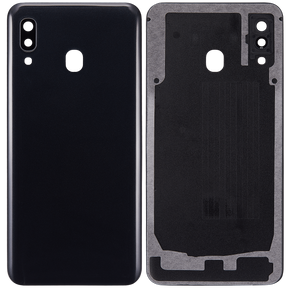 Back cover Glass With Camera Lens Compatible For Samsung Galaxy A30 (A305 / 2019) (Vemake) (Black)