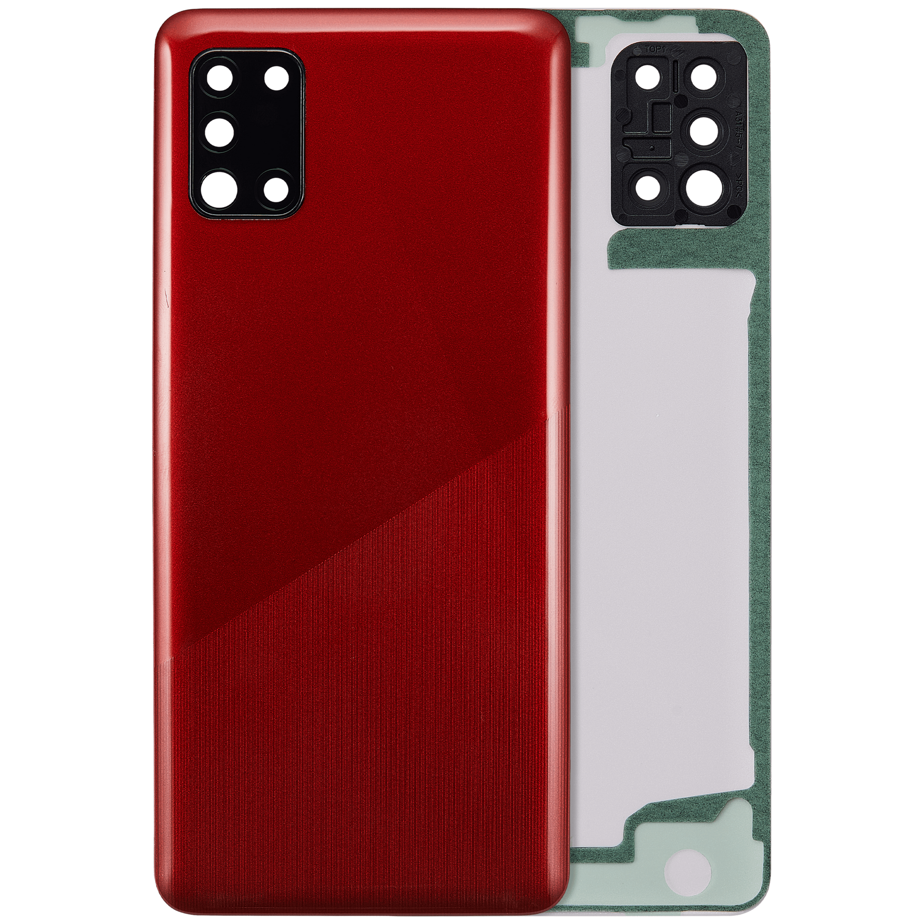 Back cover Glass With Camera Lens Compatible For Samsung Galaxy A31 (A315 / 2020) (Vemake) (Prism Crush Red)