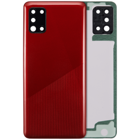 Back cover Glass With Camera Lens Compatible For Samsung Galaxy A31 (A315 / 2020) (Vemake) (Prism Crush Red)