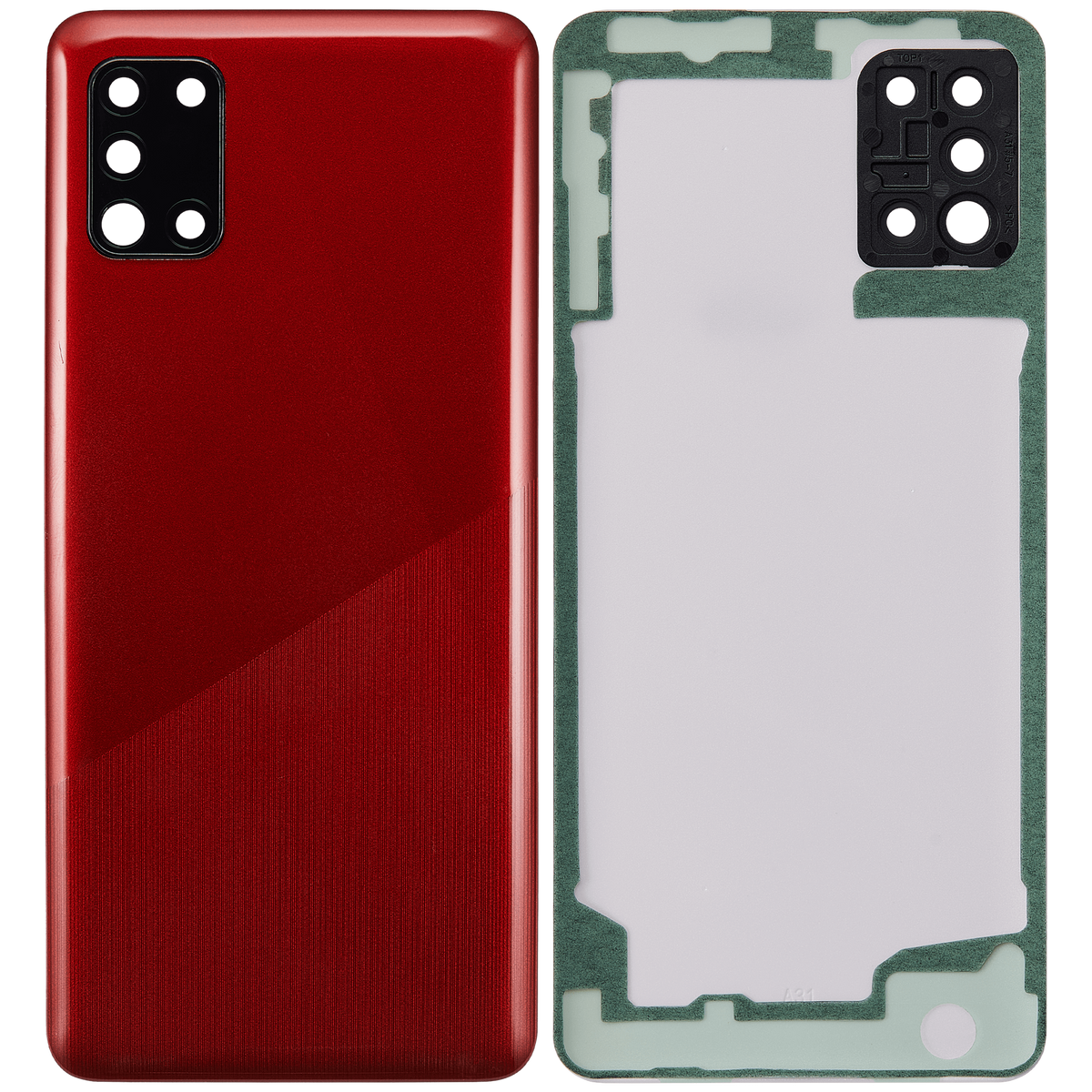 Back cover Glass With Camera Lens Compatible For Samsung Galaxy A31 (A315 / 2020) (Vemake) (Prism Crush Red)