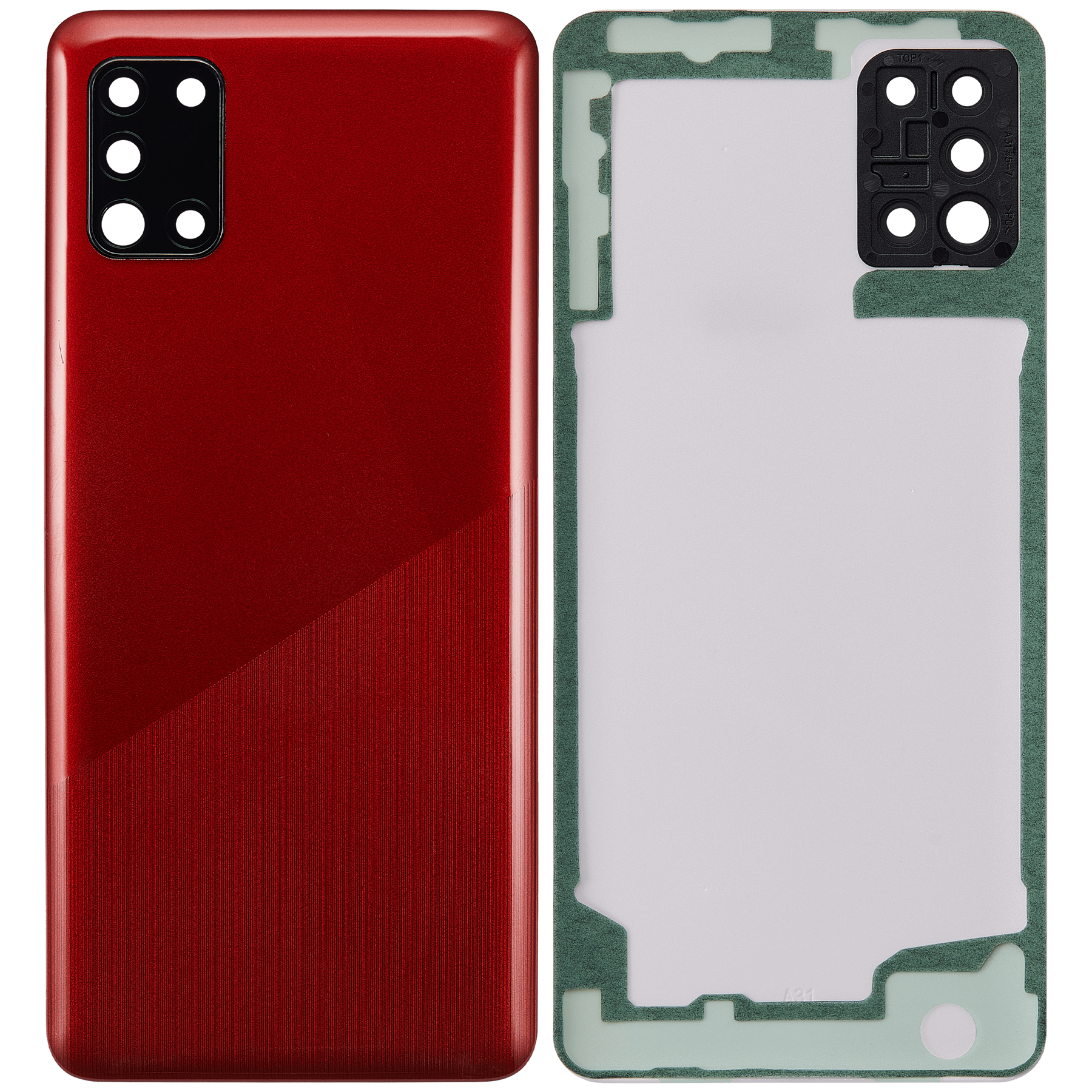 Back cover Glass With Camera Lens Compatible For Samsung Galaxy A31 (A315 / 2020) (Vemake) (Prism Crush Red)