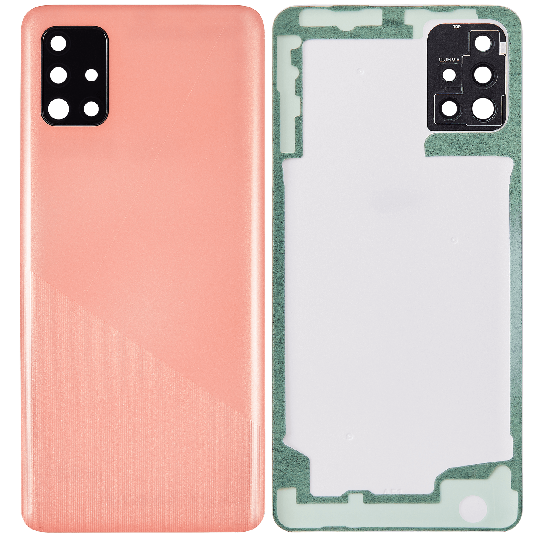 Back cover Glass With Camera Lens Compatible For Samsung Galaxy A51 4G (A515 / 2019) (Vemake) (Prism Crush Pink)