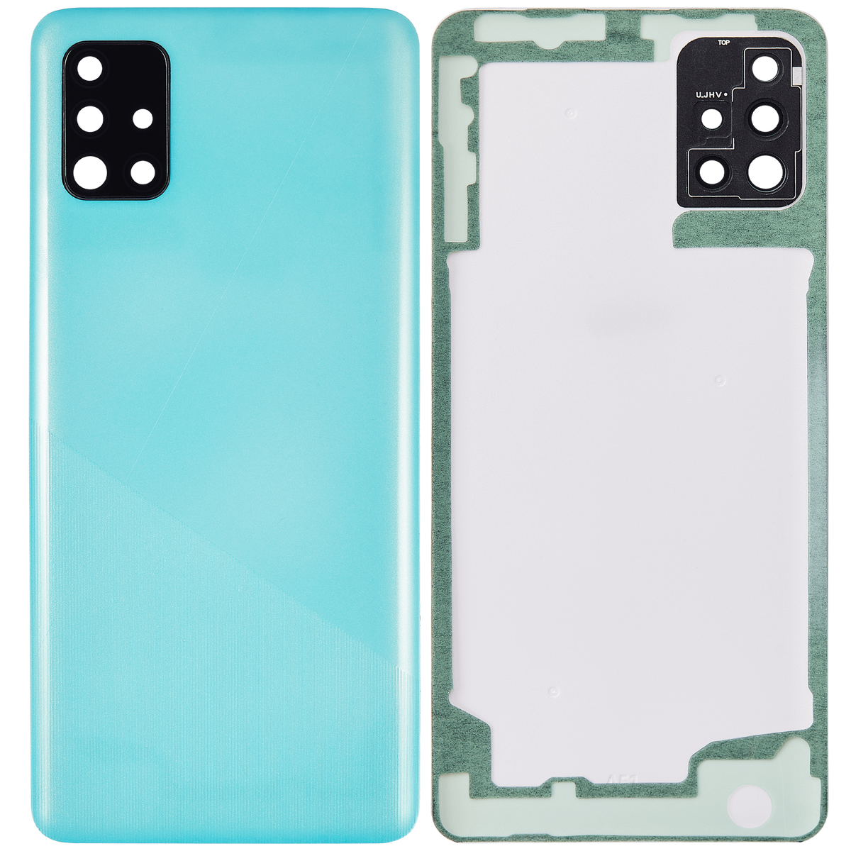 Replacement Back cover Glass With Camera Lens Compatible For Samsung Galaxy A51 4G (A515 / 2019) (Vemake) (Prism Crush Blue)