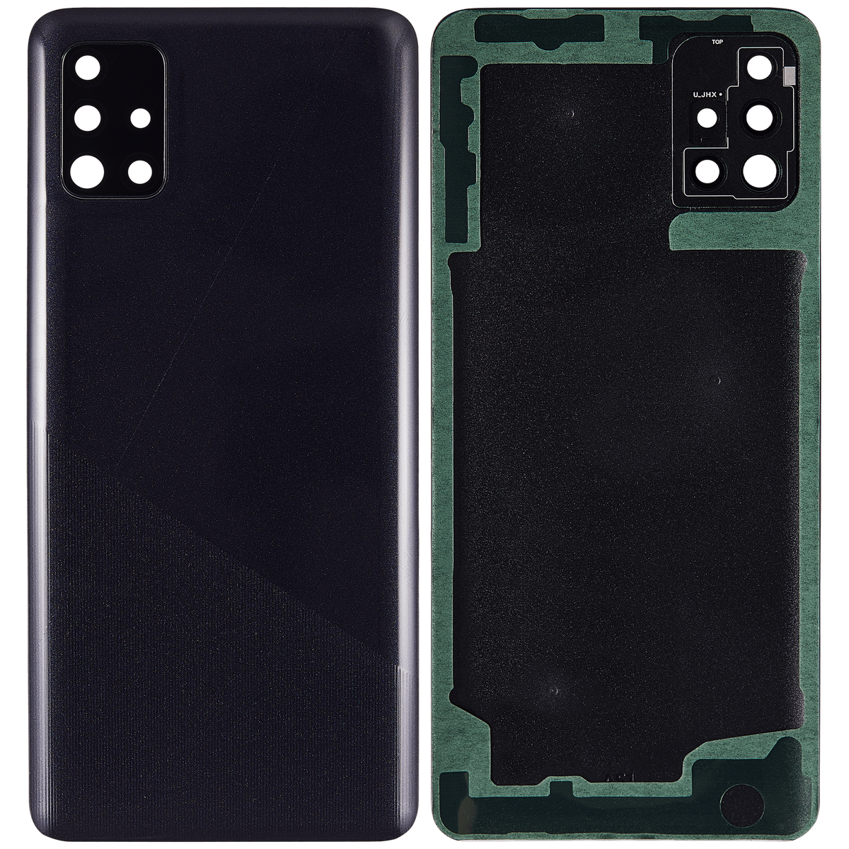 Back cover Glass With Camera Lens Compatible For Samsung Galaxy A51 4G (A515 / 2019) (Vemake) (Prism Crush Black)