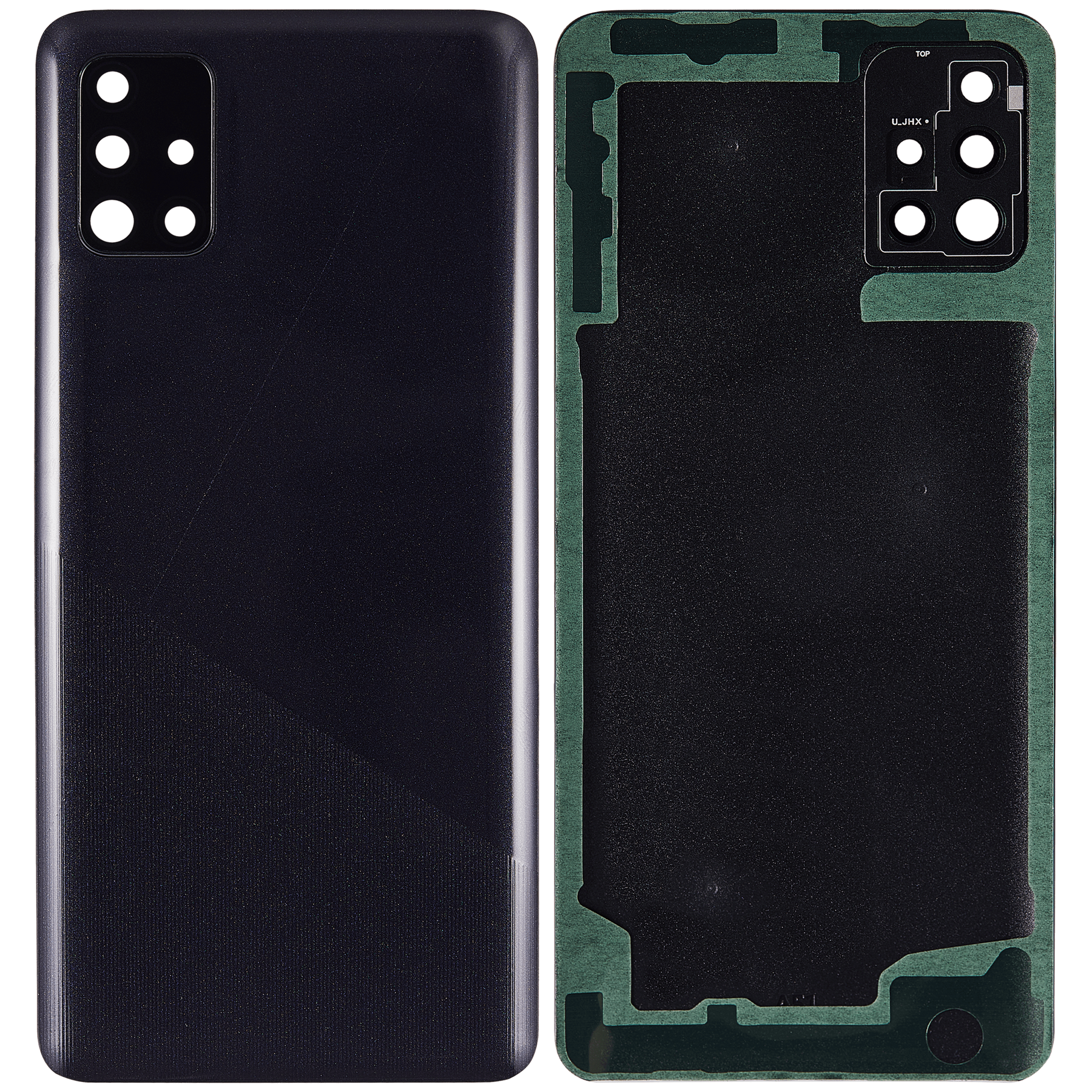 Back cover Glass With Camera Lens Compatible For Samsung Galaxy A51 4G (A515 / 2019) (Vemake) (Prism Crush Black)