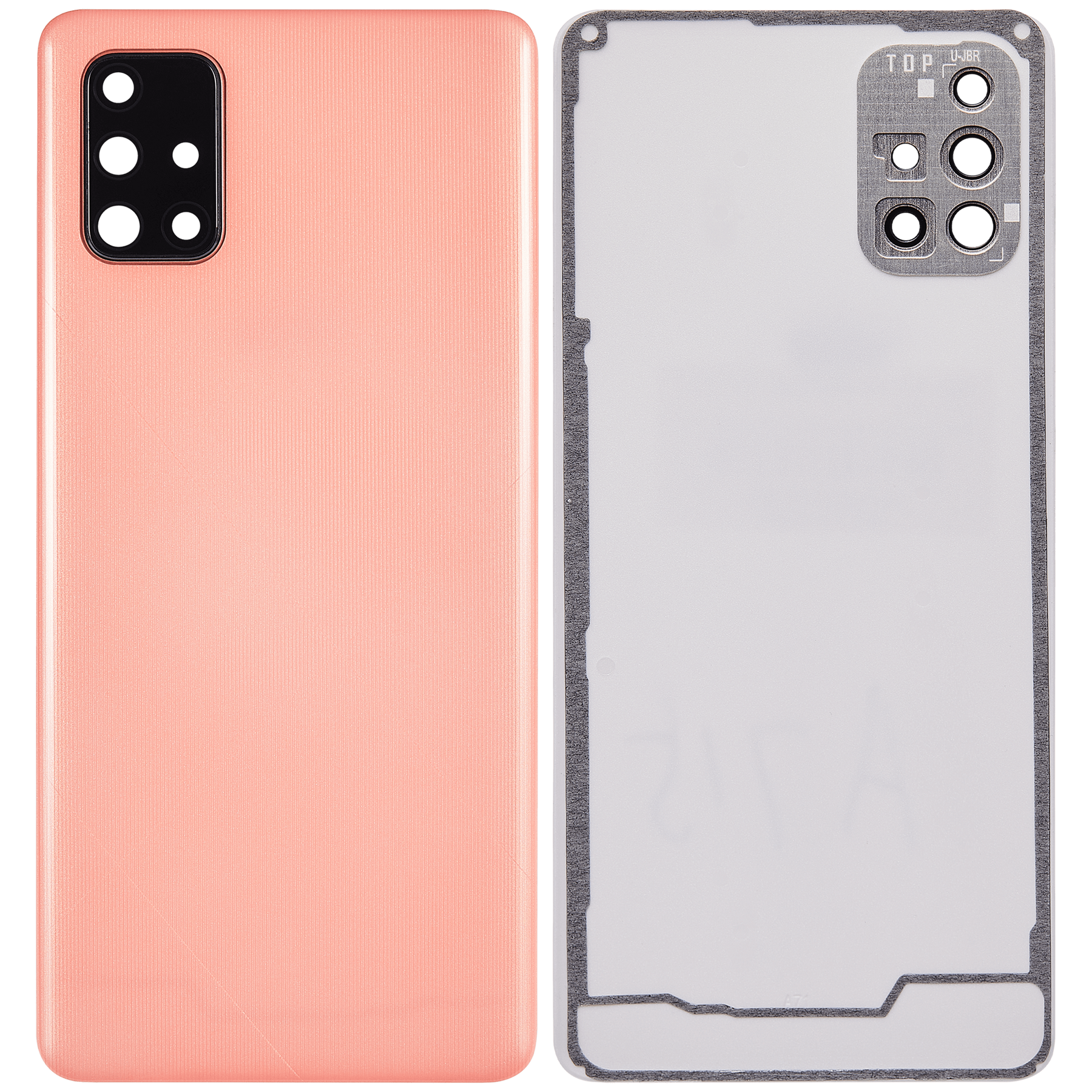 Replacement Back cover Glass With Camera Lens Compatible For Samsung Galaxy A71 4G (A715 / 2020) (Vemake) ( Prism Crush Pink)