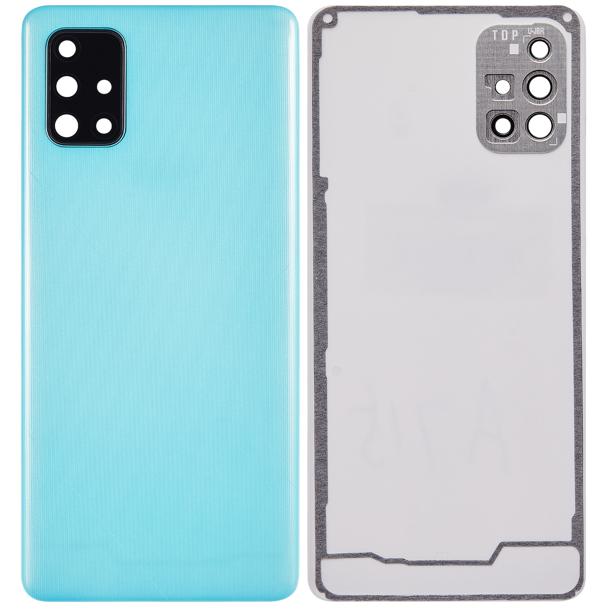 Replacement Back cover Glass With Camera Lens Compatible For Samsung Galaxy A71 (A715 / 2020) (Vemake) ( Prism Crush Blue)