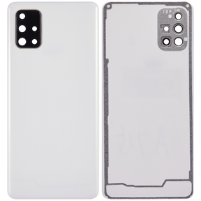 Replacement Back cover Glass With Camera Lens Compatible For Samsung Galaxy A71 (A715 / 2020) (Vemake) ( Prism Crush Silver)