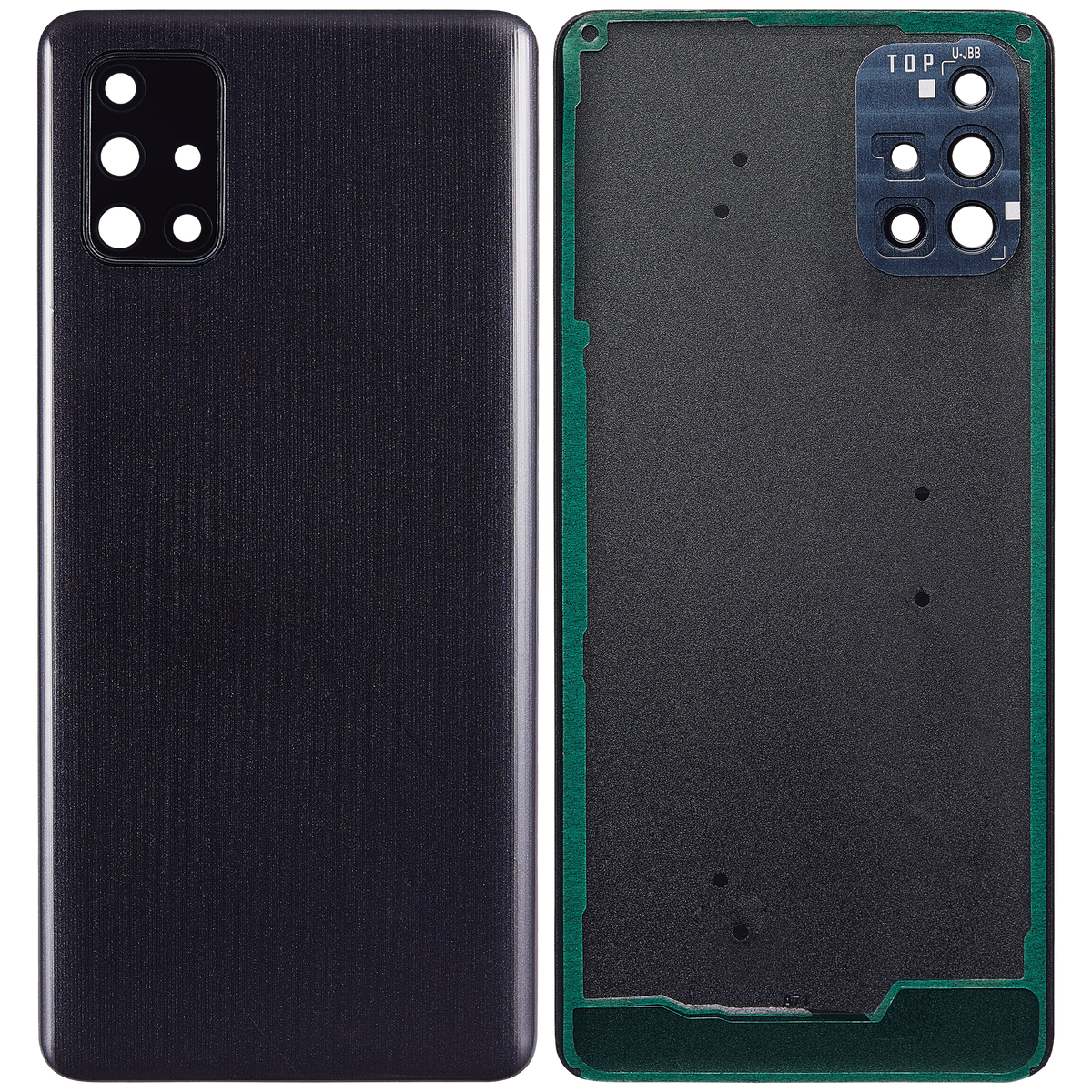 Replacement Back cover Glass With Camera Lens Compatible For Samsung Galaxy A71 (A715 / 2020) (Vemake) ( Prism Crush Black)