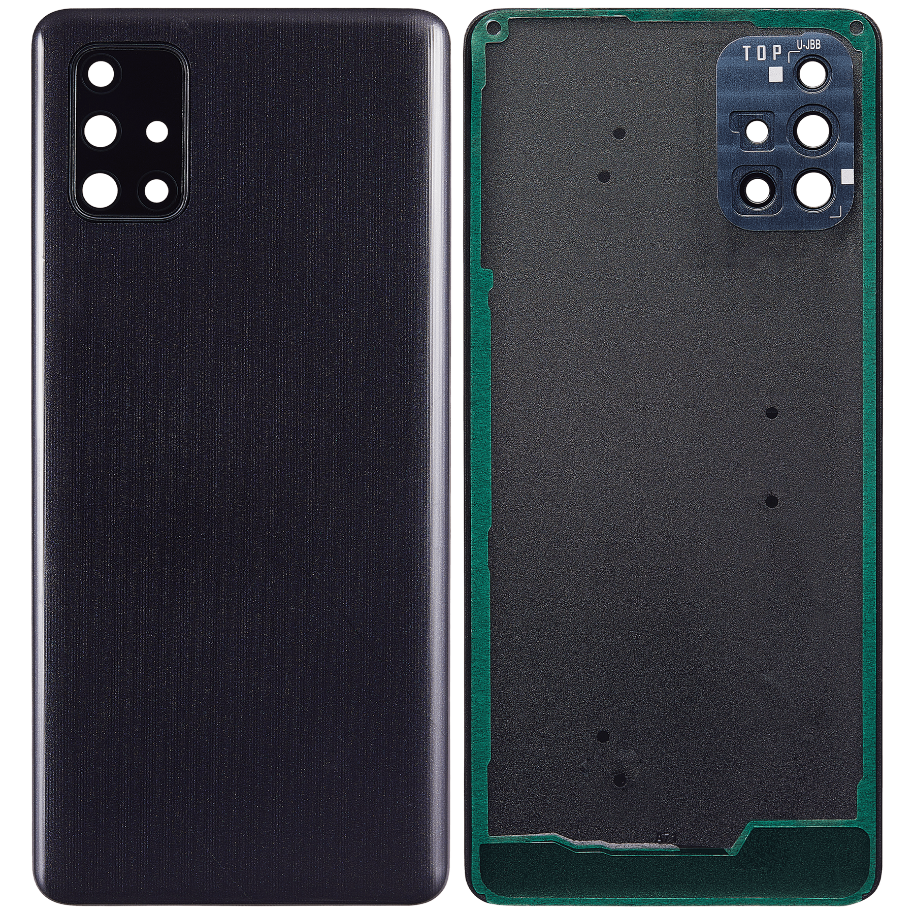 Replacement Back cover Glass With Camera Lens Compatible For Samsung Galaxy A71 (A715 / 2020) (Vemake) ( Prism Crush Black)