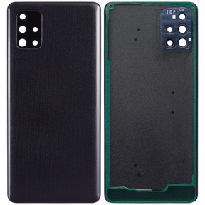 Replacement Back cover Glass With Camera Lens Compatible For Samsung Galaxy A71 (A715 / 2020) (Vemake) ( Prism Crush Black)