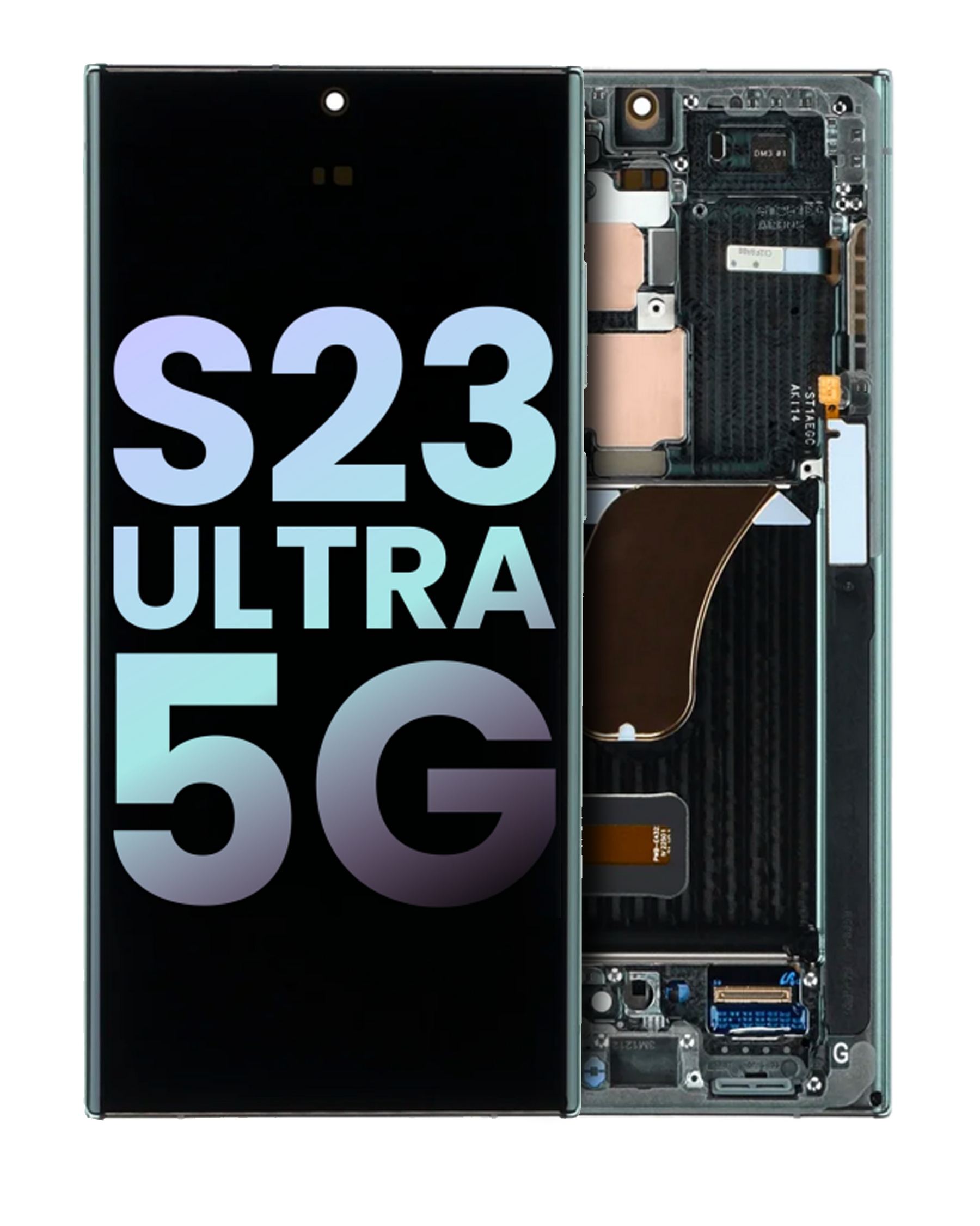 OLED Assembly With Frame Compatible For Samsung Galaxy S23 Ultra 5G Replacement (US & International) (Service Pack) (Sky Blue & Lime)