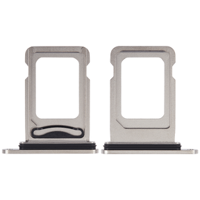 Dual Sim Card Tray Compatible For iPhone 15 Pro / 15 Pro Max (White Titanium)