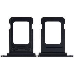 Dual Sim Card Tray Compatible For iPhone 15 / 15 Plus (Black)