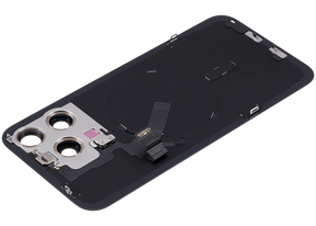 Back Glass With Steel Plate With Wireless NFC Charging MagSafe Magnet & Flashlight Flex Compatible For iPhone 15 Pro Max (Used OEM Pull: Grade A) (Blue Titanium)