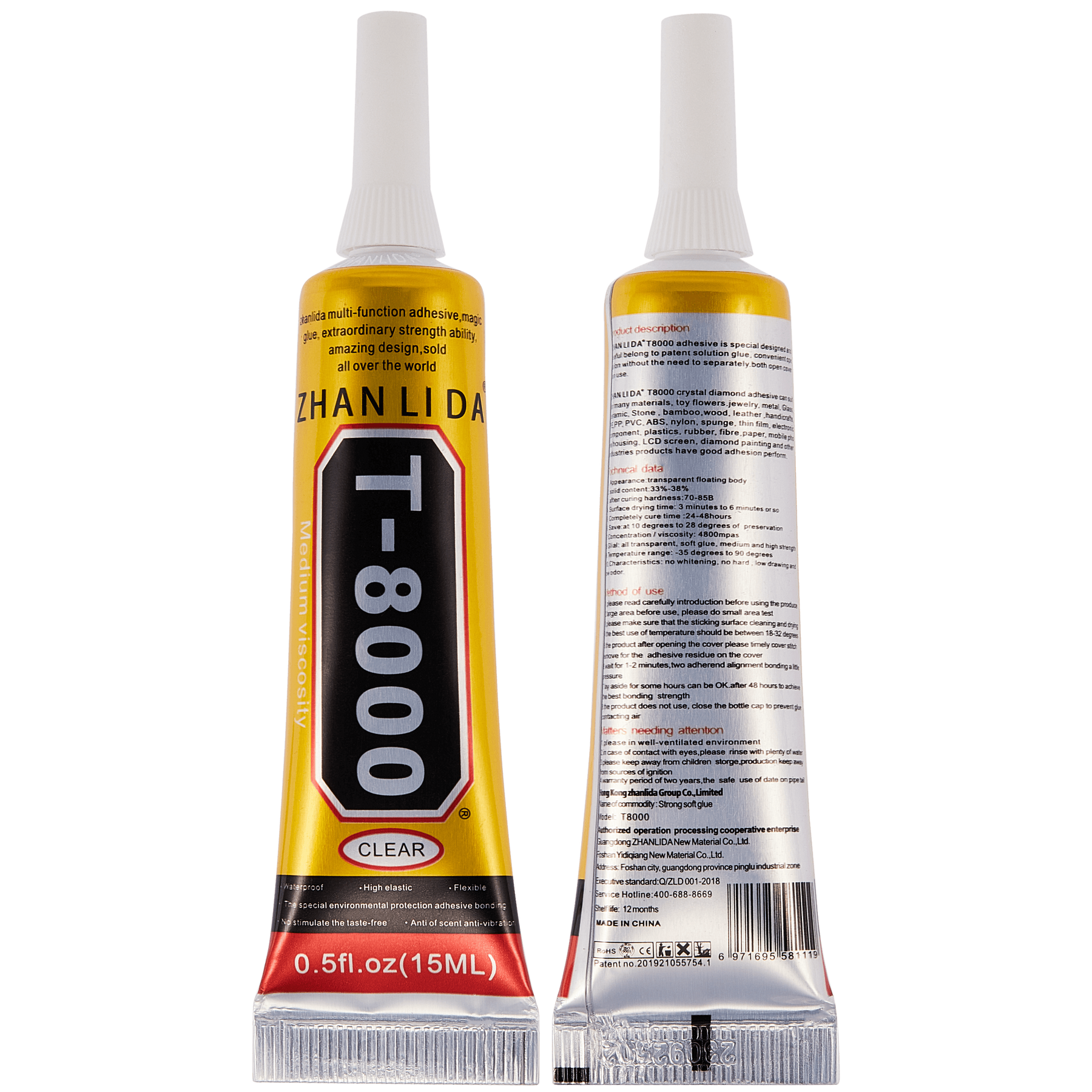 Multi-Purpose Glue Adhesive T8000 (15ml / Clear) (Zhanlida)