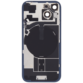 Back Glass With Steel Plate With Wireless NFC Charging MagSafe Magnet & Flashlight Flex Compatible For iPhone 15 (Used OEM Pull: Grade A) (Black)