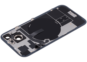 Back Glass With Steel Plate With Wireless NFC Charging MagSafe Magnet & Flashlight Flex Compatible For iPhone 15 (Used OEM Pull: Grade A) (Black)