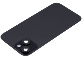 Back Glass With Steel Plate With Wireless NFC Charging MagSafe Magnet & Flashlight Flex Compatible For iPhone 15 (Used OEM Pull: Grade A) (Black)