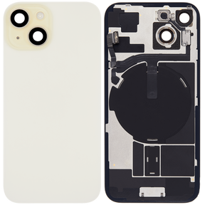 Back Glass With Steel Plate With Wireless NFC Charging MagSafe Magnet & Flashlight Flex Compatible For iPhone 15 (Used OEM Pull: Grade A) (Yellow)