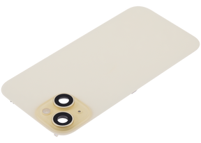 Back Glass With Steel Plate With Wireless NFC Charging MagSafe Magnet & Flashlight Flex Compatible For iPhone 15 (Used OEM Pull: Grade A) (Yellow)