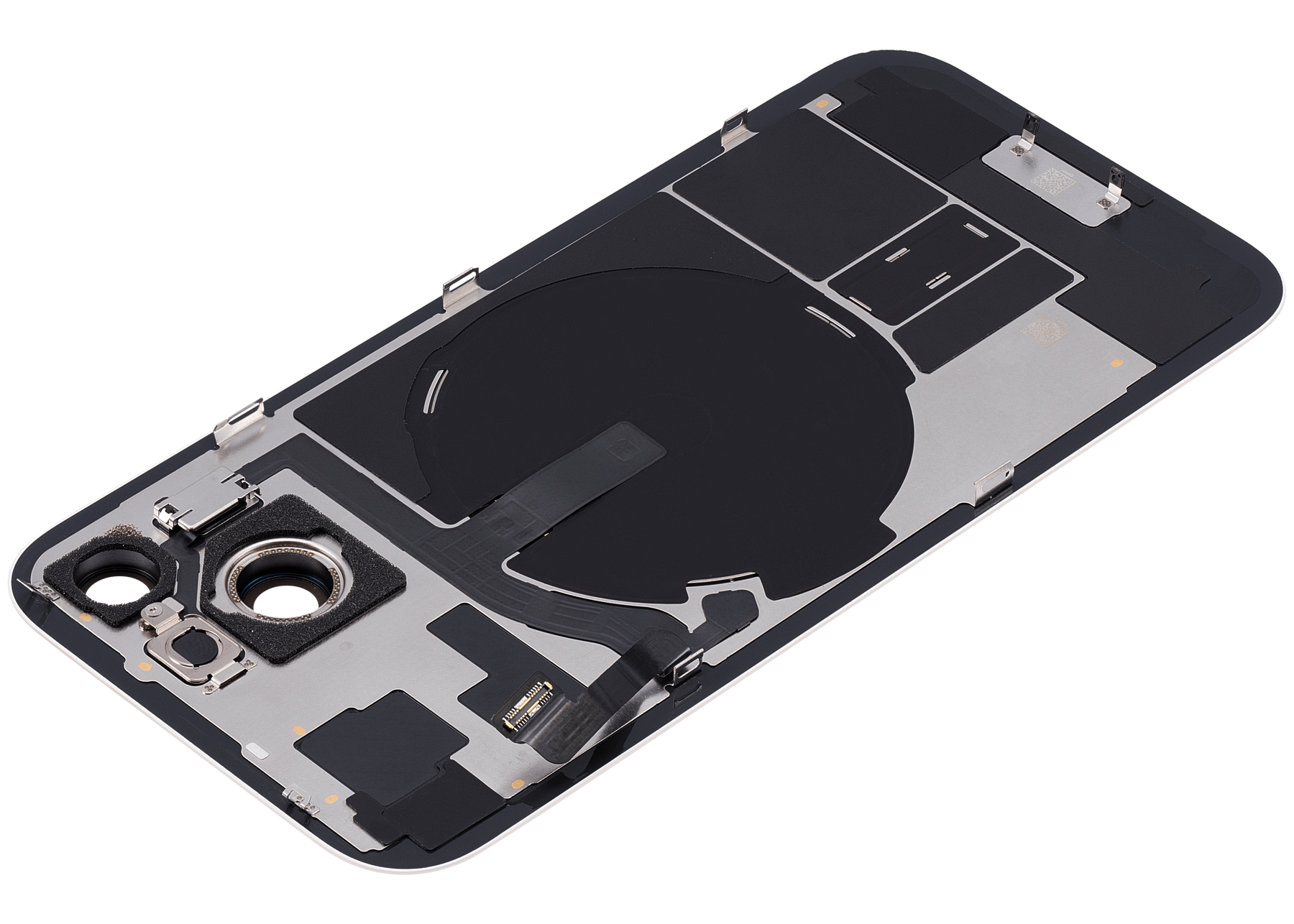 Back Glass With Steel Plate With Wireless NFC Charging MagSafe Magnet & Flashlight Flex Compatible For iPhone 15 (Used OEM Pull: Grade A) (Yellow)