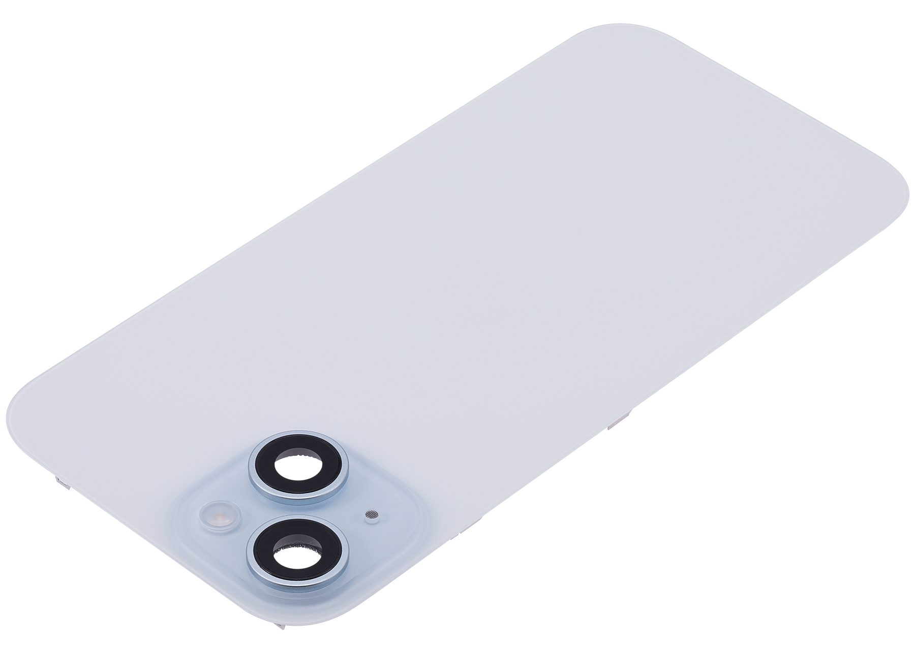 Back Glass With Steel Plate With Wireless NFC Charging MagSafe Magnet & Flashlight Flex Compatible For iPhone 15 (Used OEM Pull: Grade A) (Blue)