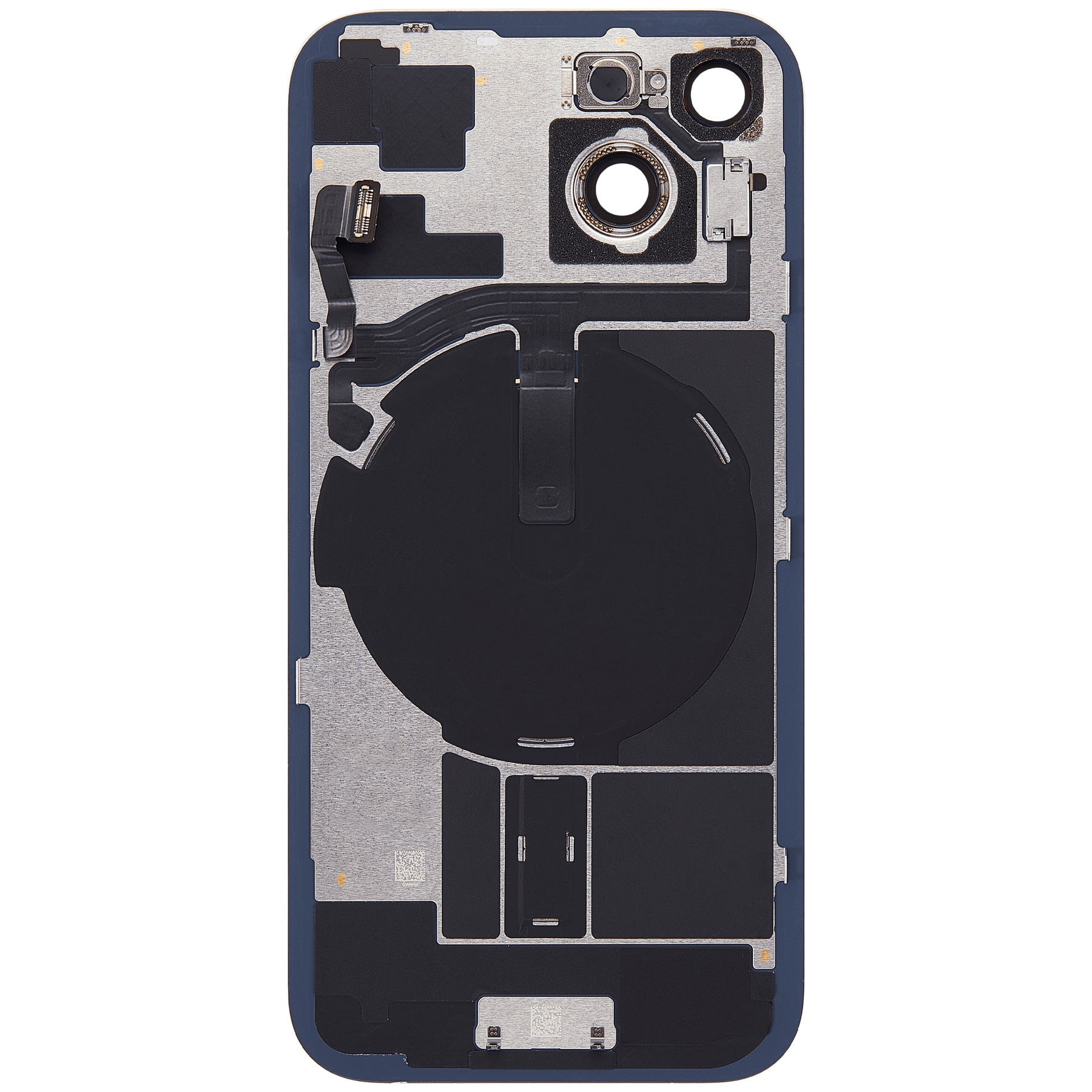 Back Glass With Steel Plate With Wireless NFC Charging MagSafe Magnet & Flashlight Flex Compatible For iPhone 15 (Used OEM Pull: Grade A) (Blue)