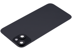 Back Glass With Steel Plate With Wireless NFC Charging MagSafe Magnet & Flashlight Flex Compatible For iPhone 15 Plus (Used OEM Pull: Grade A) (Black)
