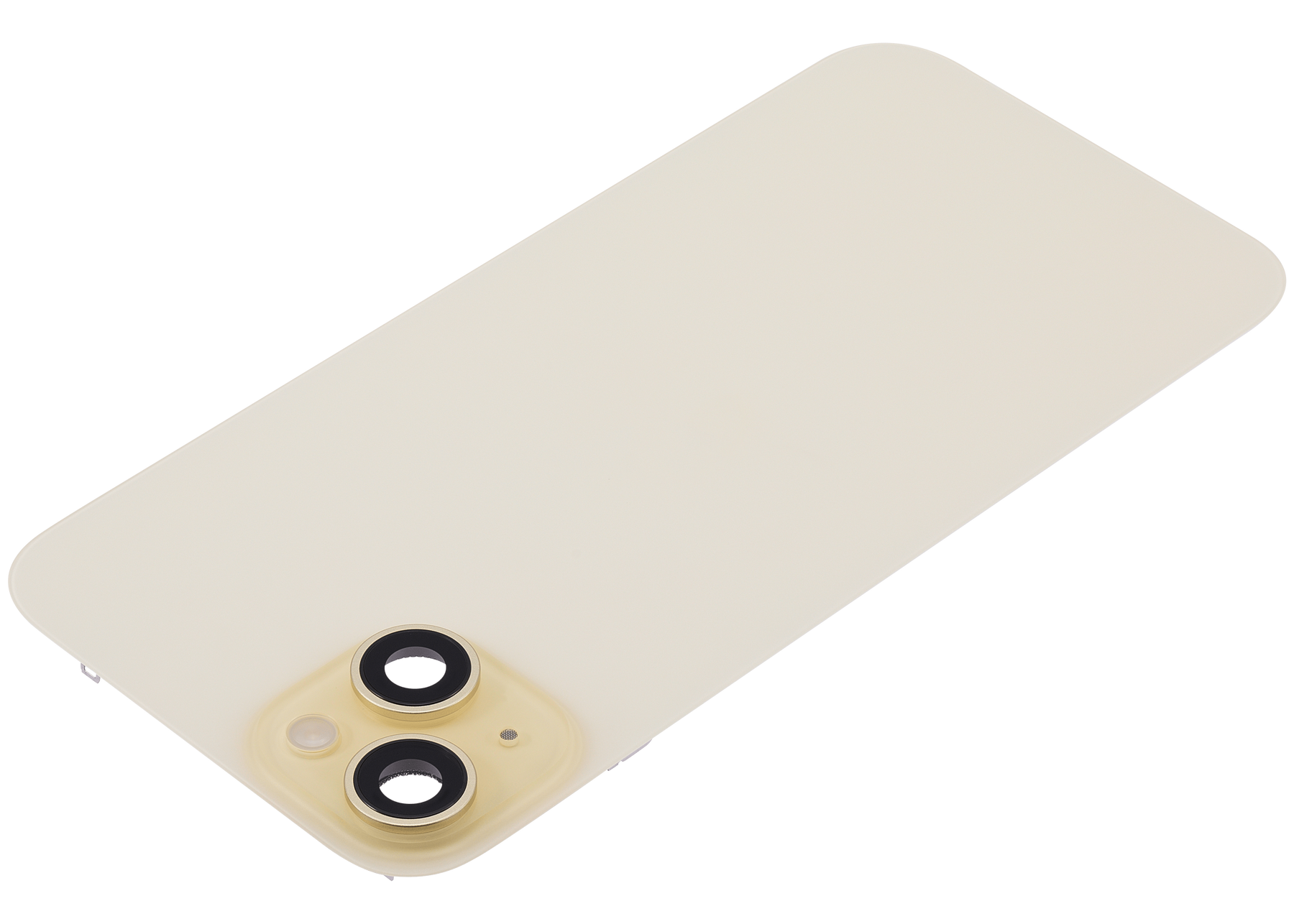 Back Glass With Steel Plate With Wireless NFC Charging MagSafe Magnet & Flashlight Flex Compatible For iPhone 15 Plus (Used OEM Pull: Grade A) (Black)