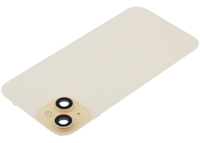 Back Glass With Steel Plate With Wireless NFC Charging MagSafe Magnet & Flashlight Flex Compatible For iPhone 15 Plus (Used OEM Pull: Grade A) (Black)