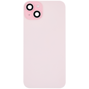 Back Glass With Steel Plate With Wireless NFC Charging MagSafe Magnet & Flashlight Flex Compatible For iPhone 15 Plus (Used OEM Pull: Grade A) (Pink)