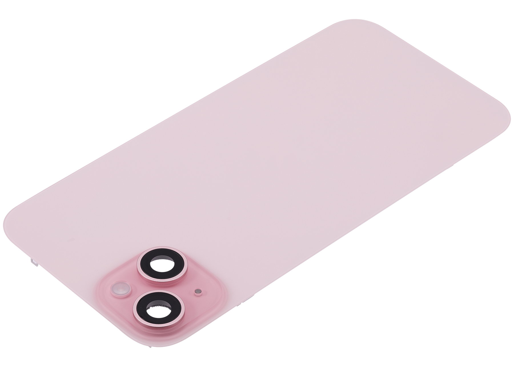 Back Glass With Steel Plate With Wireless NFC Charging MagSafe Magnet & Flashlight Flex Compatible For iPhone 15 Plus (Used OEM Pull: Grade A) (Pink)