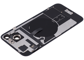 Back Glass With Steel Plate With Wireless NFC Charging MagSafe Magnet & Flashlight Flex Compatible For iPhone 15 Plus (Used OEM Pull: Grade A) (Pink)