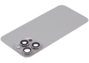 Back Glass With Steel Plate With Wireless NFC Charging MagSafe Magnet & Flashlight Flex Compatible For iPhone 15 Pro Max (Used OEM Pull: Grade A) (Natural Titanium)