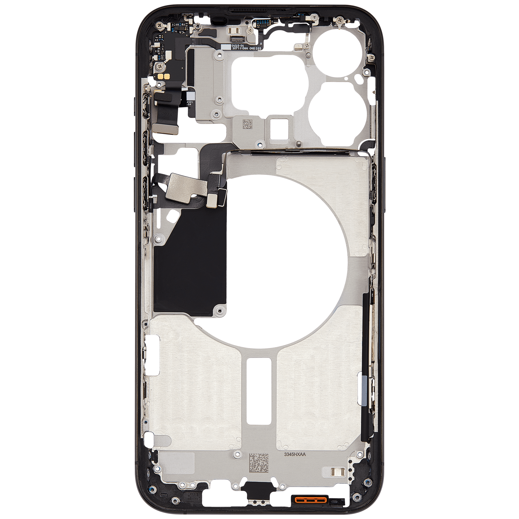 Mid-Frame Housing With Power And Volume Button Compatible For iPhone 15 Pro Max (US Version) (Used OEM Pull: Grade A) (Black Titanium)