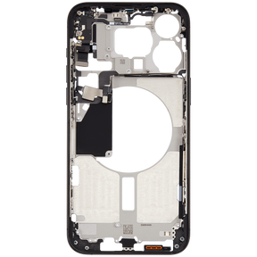 Mid-Frame Housing With Power And Volume Button Compatible For iPhone 15 Pro Max (US Version) (Used OEM Pull: Grade A) (Black Titanium)