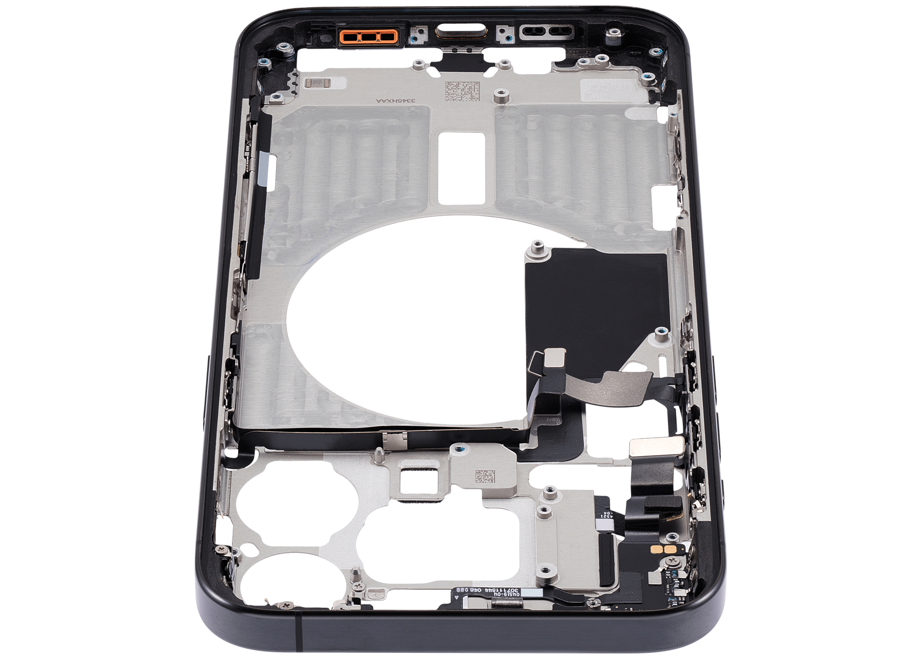 Mid-Frame Housing With Power And Volume Button Compatible For iPhone 15 Pro Max (US Version) (Used OEM Pull: Grade A) (Black Titanium)