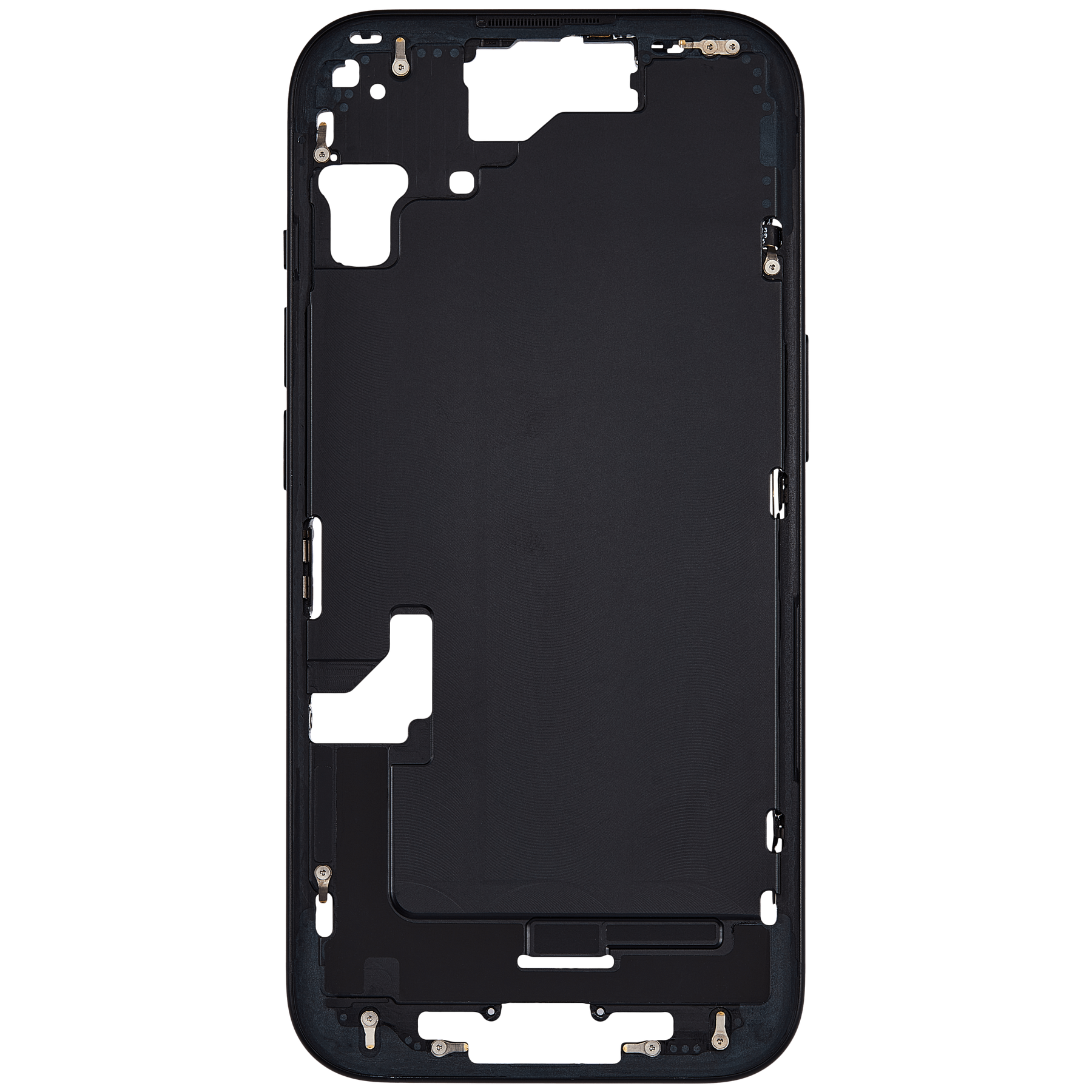 Mid-Frame Housing With Power And Volume Button Compatible For iPhone 15 (US Version) (Used OEM Pull: Grade A) (Black)