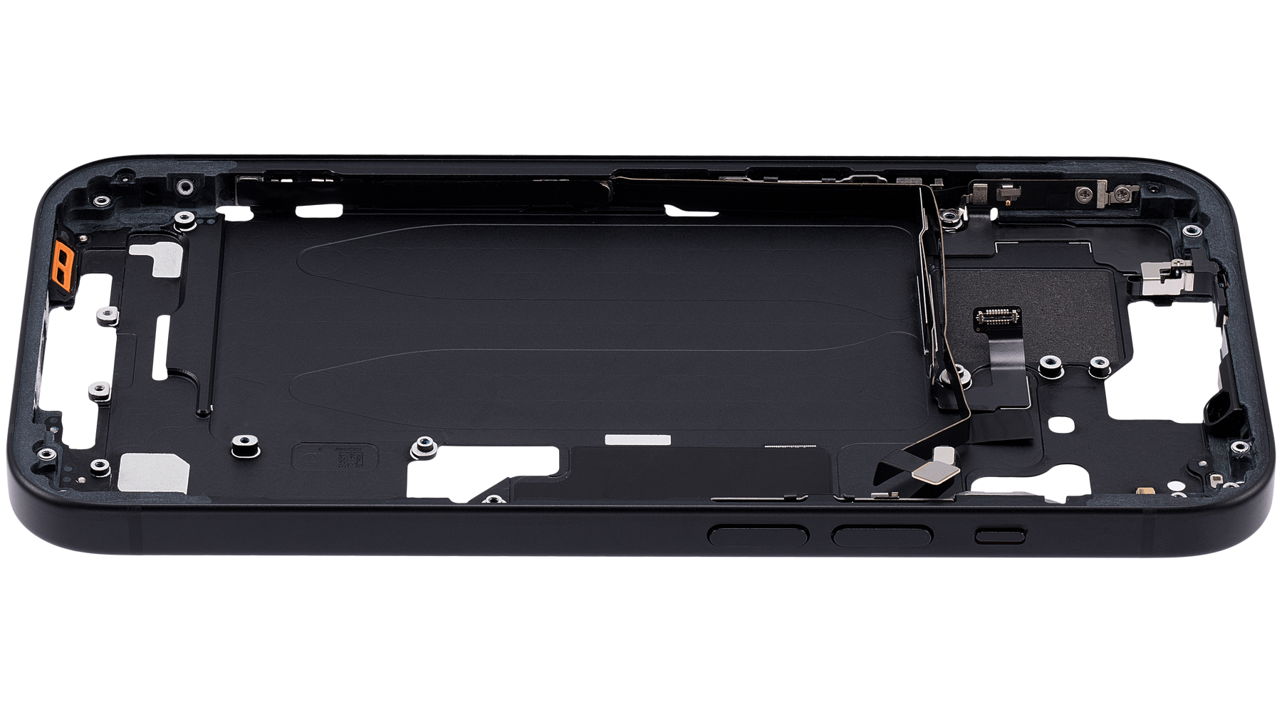 Mid-Frame Housing With Power And Volume Button Compatible For iPhone 15 (US Version) (Used OEM Pull: Grade A) (Black)