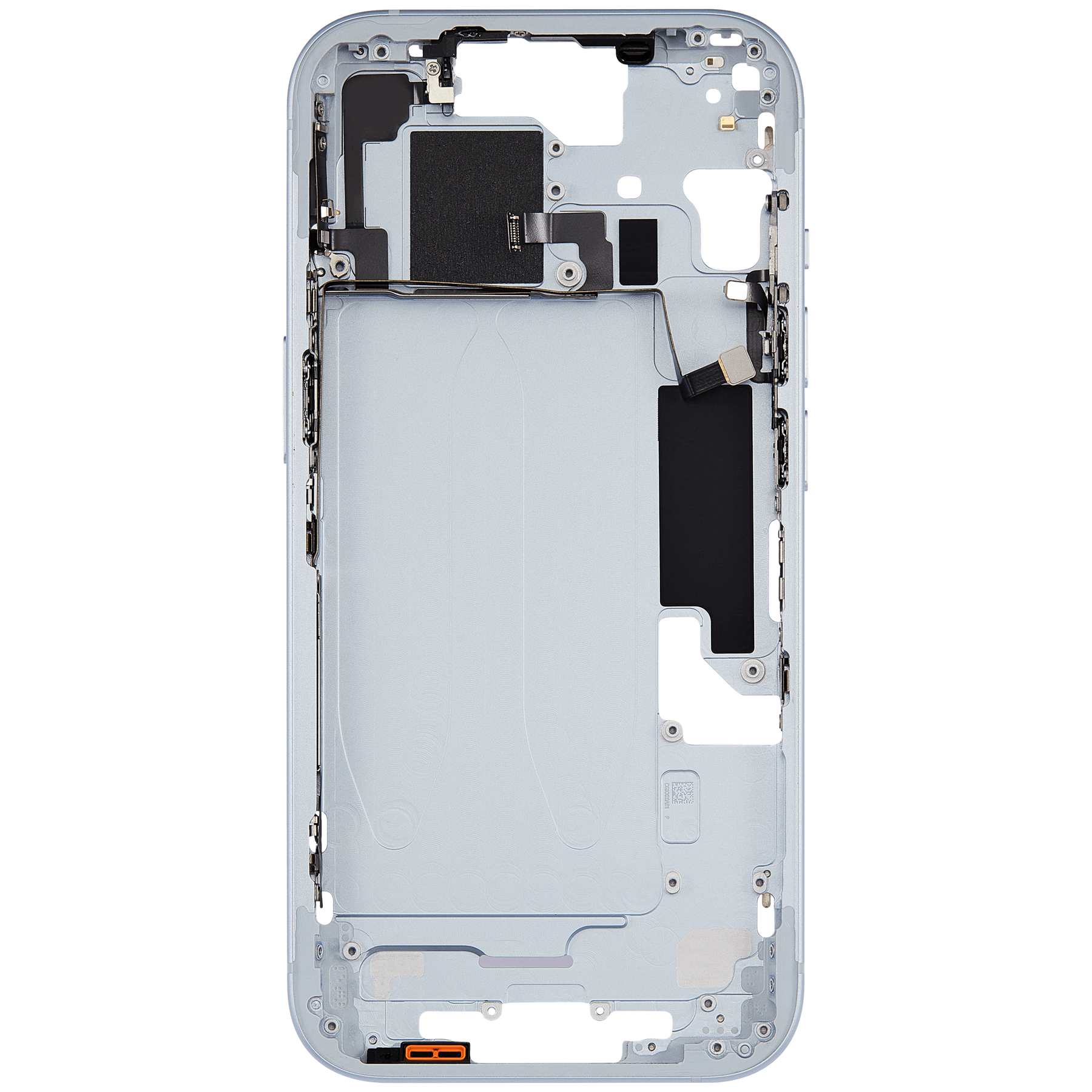 Mid-Frame Housing With Power And Volume Button Compatible For iPhone 15 (US Version) (Used OEM Pull: Grade A) (Blue)