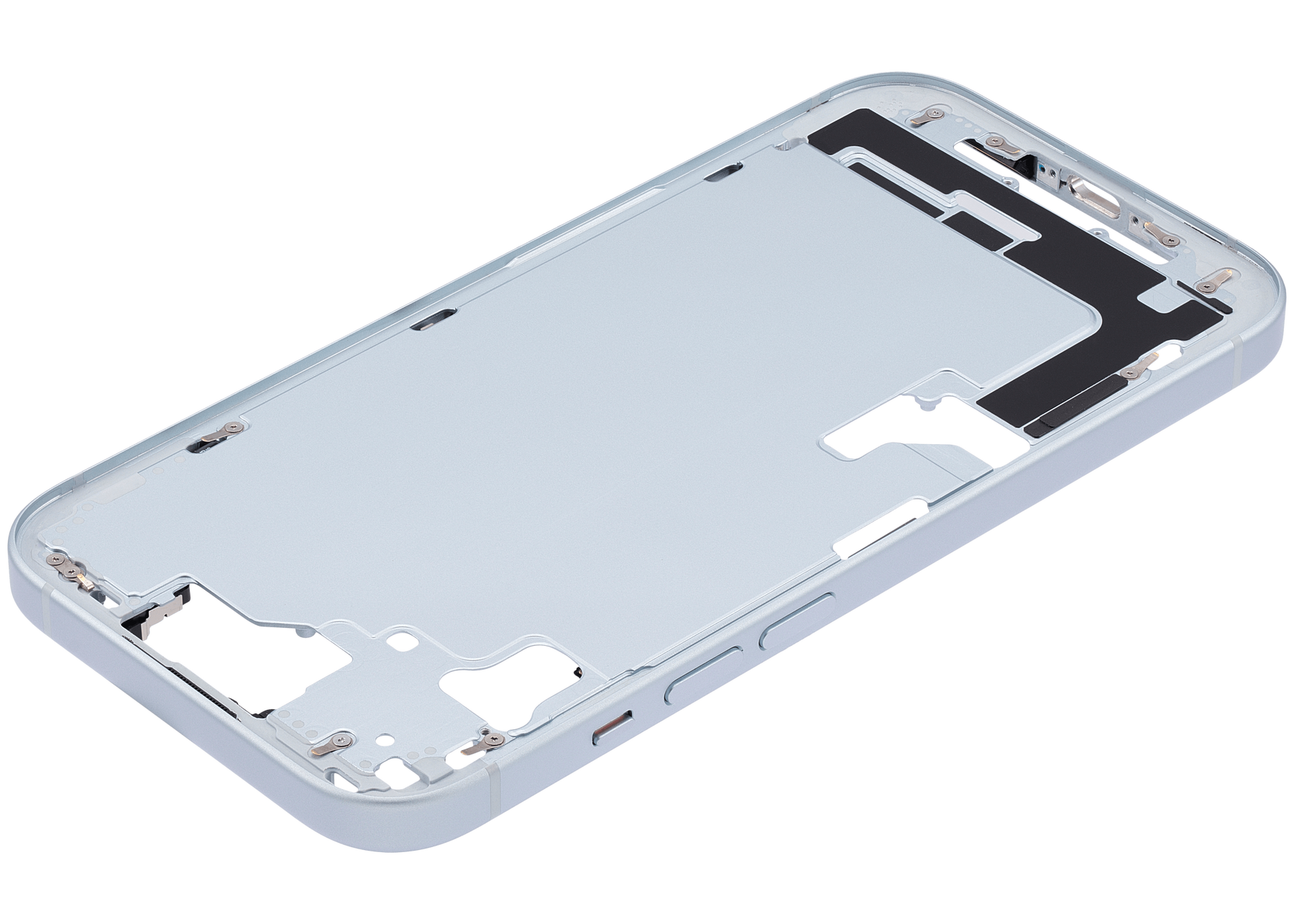 Mid-Frame Housing With Power And Volume Button Compatible For iPhone 15 (US Version) (Used OEM Pull: Grade A) (Blue)