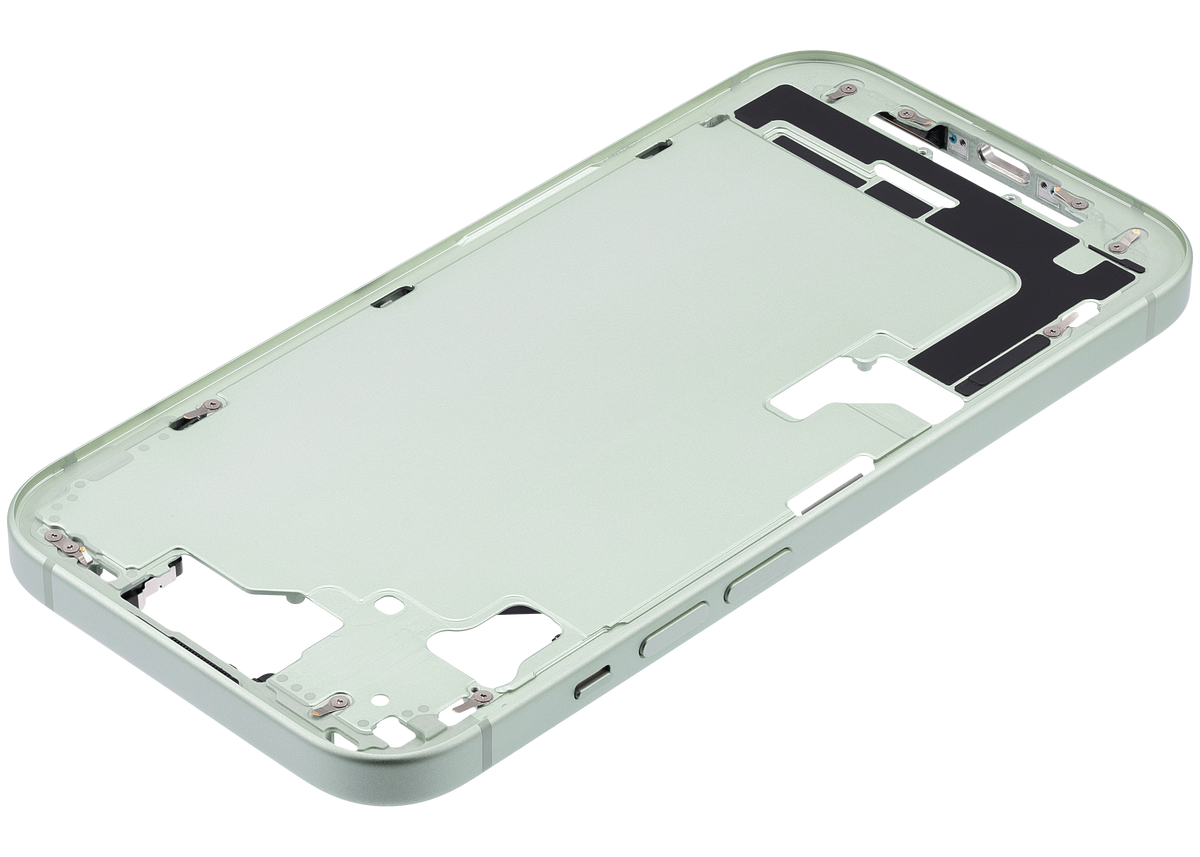 Mid-Frame Housing With Power And Volume Button Compatible For iPhone 15 (US Version) (Used OEM Pull: Grade A) (Green)